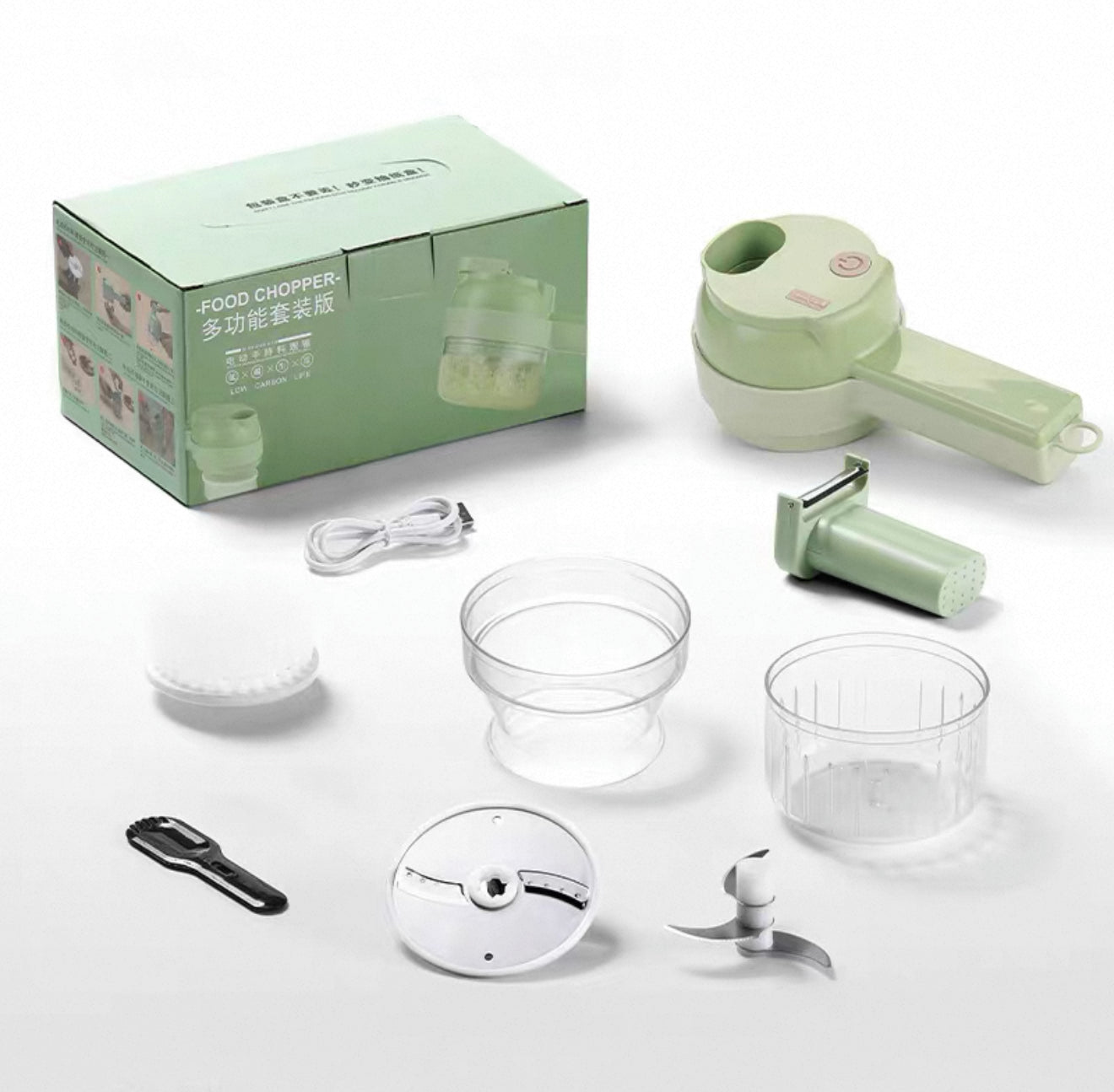 Electric Multifunctional Vegetable Chopper – Garlic Crusher, Chili Cutter, Onion Slicer, Ginger Grinder, Handheld Kitchen Tool